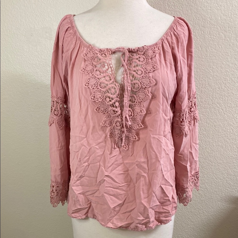 Pink Lace Detail Women's‎ Top
